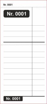 Preview: 1000 Doppelnummern - Kellnerzettel - Kellnerblöcke - Abrechnungszettel - Abholscheine - 68 x 149 mm