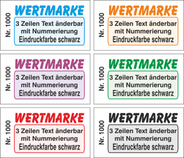 1000 Wertmarken "3 Zeilen Text änderbar"