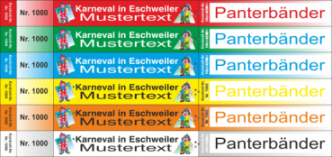 100 Panterbänder - Kontrollbänder - Einlassbänder "Karneval-Fasching", mit individuellen Aufdruck