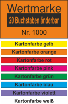 1000 Wertmarken  "1 Zeile, bis 20 Zeichen"