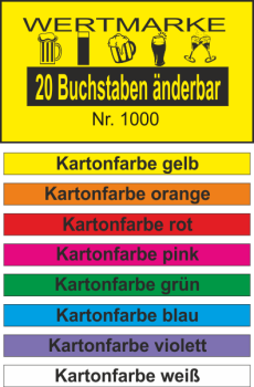 1000 Wertmarken "1 Zeile, bis 20 Zeichen - All in one"