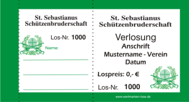 1000 Doppelnummern "Schützen", 2 x Text änderbar