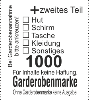 1000 Garderobenmarke "3 Abschnitte, neutral", 14 mm Bügelloch
