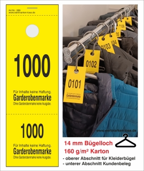 Garderobenmarken - MIT Nummerierung | online kaufen
