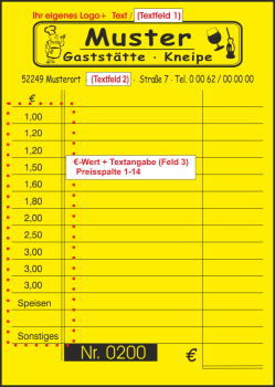 1000 große nummerierte Kellnerzettel - Kellnerblöcke - Abrechnungszettel - A6 -  individuell - 14,5 cm x 10,2 cm