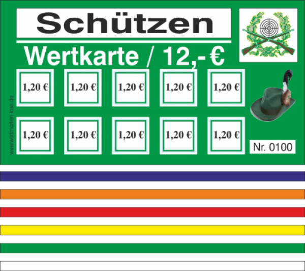 100 Wertkarten - Abstreichkarten "Schützen"