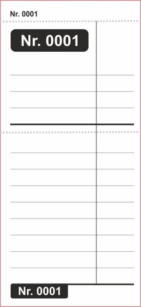 1000 Doppelnummern - Kellnerzettel - Kellnerblöcke - Abrechnungszettel - Abholscheine - 68 x 149 mm