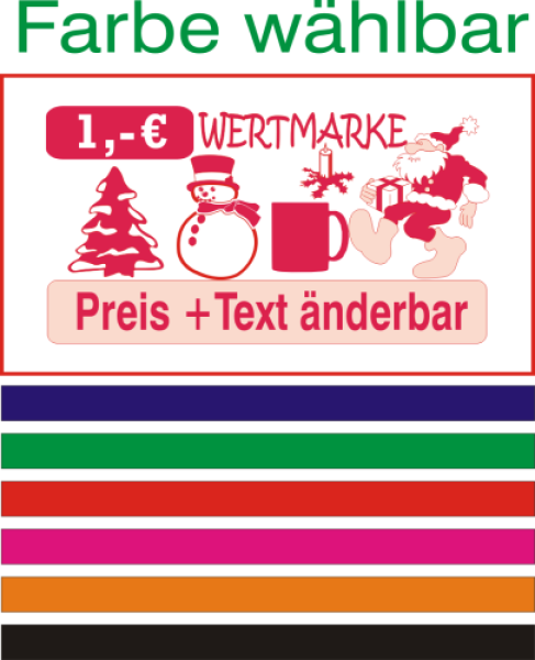 1000 Wertmarken "Weihnachten-Glühwein-Nikolaus-Text"