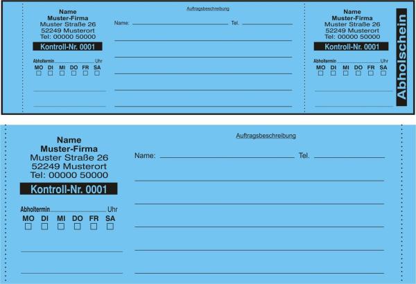 1000 Abholscheine "Handwerker-Technik", individuell, mit Schreibfeld