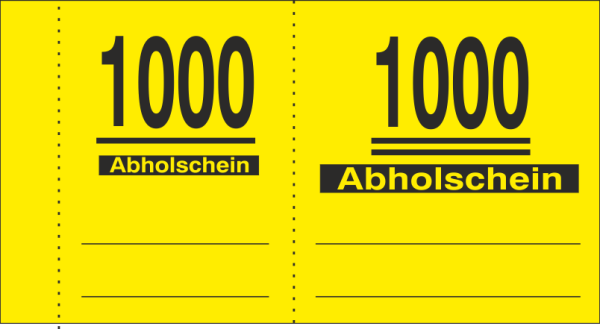 1000 Abholscheine Mini "Abholschein-Pfandschein", neutral