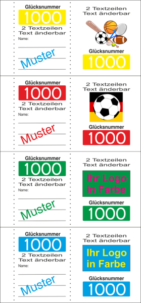 1000 Doppelnummern "2 Zeilen TEXT + Logo änderbar" - Druck 4/0 farbig