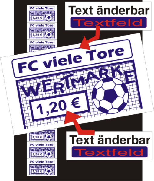 1000 Wertmarken "Fußball Tor farbig Typ 4"