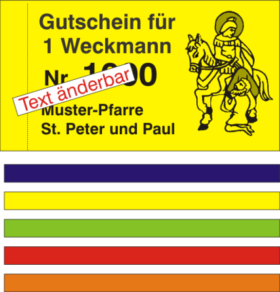 1000 Gutscheine-Abholmarken "St. Martin, Weckmann / Brezel"