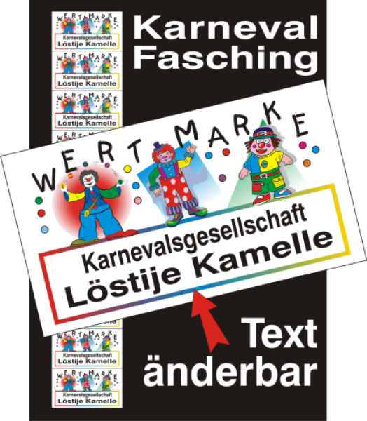 1000 Wertmarken "Karneval-Fasching farbig"