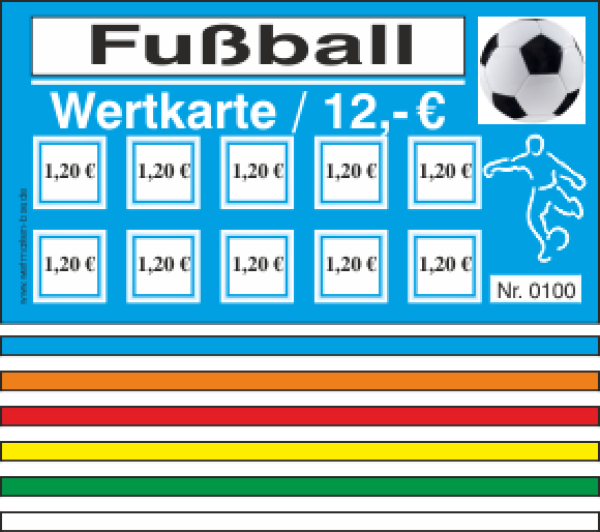 100 Wertkarten - Abstreichkarten "Fußball"