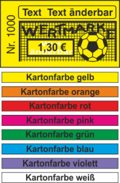 1000 Wertmarken "Fußball Tor SW Typ 4" + Nummer