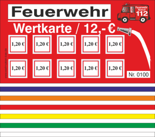 100 Wertkarten - Abstreichkarten "Feuerwehr"