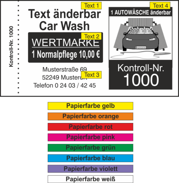 1000 Autowaschkarten "Waschstraße 80g"