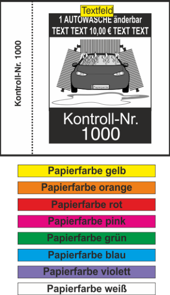 1000 Autowaschkarten, Text änderbar, 60 x 55 mm