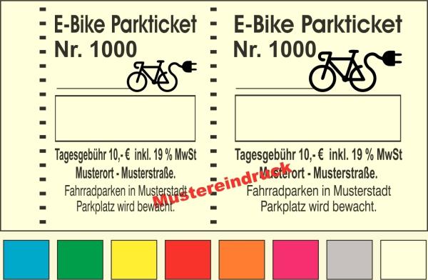 1000 Parktickets individuell "E-Bike" - Text änderbar -