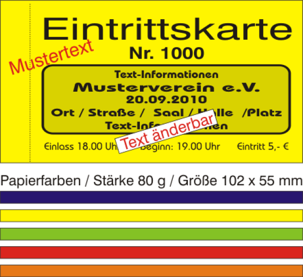 1000 Eintrittskarten "Mini - 80g"