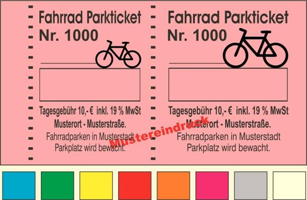 1000 Parktickets individuell "Fahrrad" - Text änderbar -