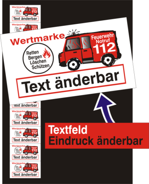 1000 Wertmarken "Feuerwehr farbig Typ 2"