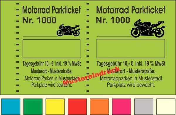 1000 Parktickets individuell "Motorrad" - Text änderbar -